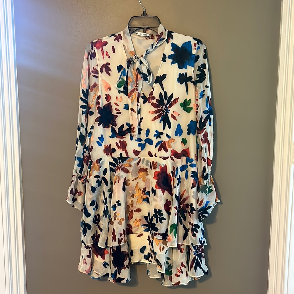 Alice and Olivia Ruffle Floral Tiered Dress